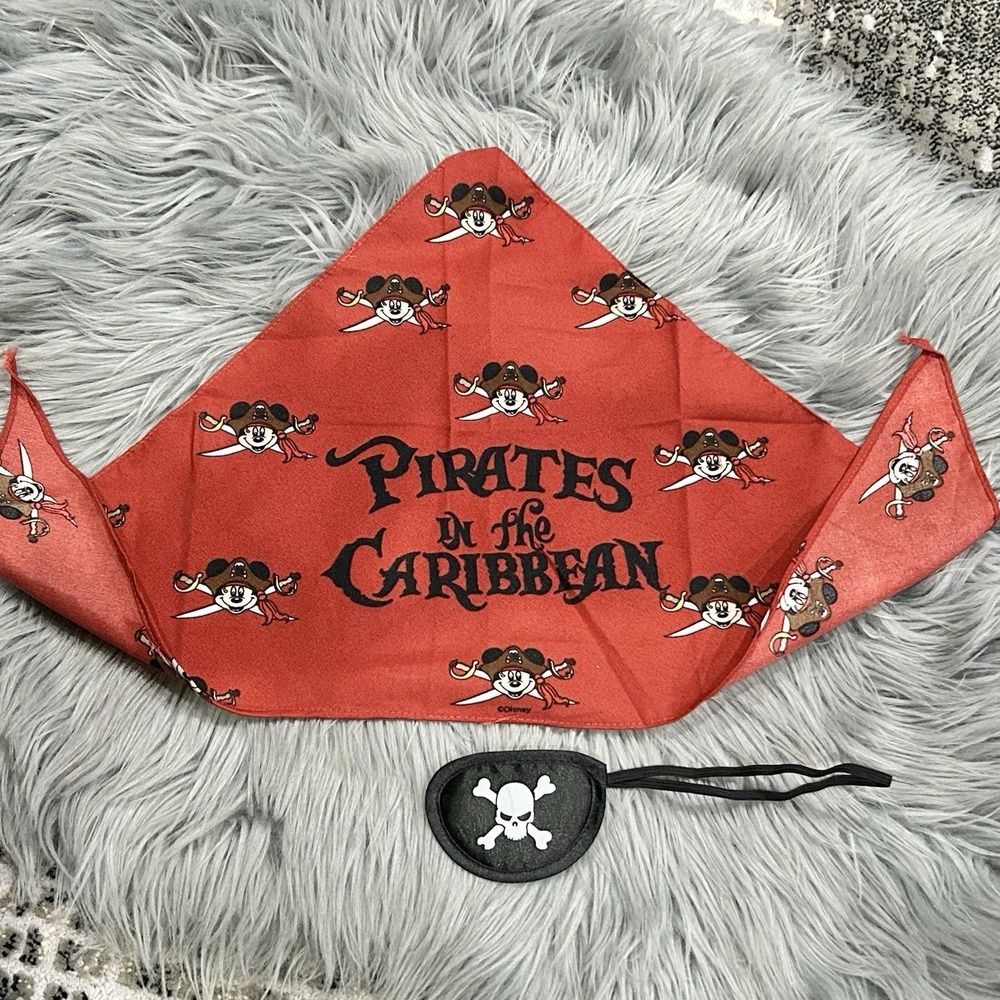 Disney Cruise Mickey Mouse Pirates of the Caribbean Pirate Red Bandana/Eye Patch